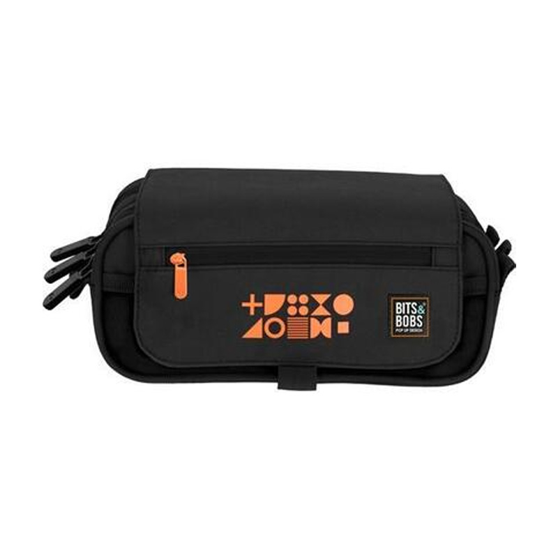 Estuche portatodo triple c/solapa Bits&Bobs - flúor naranja