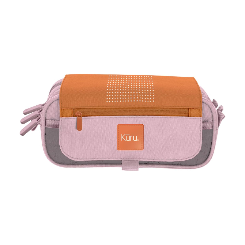 Estuche portatodo triple c/solapa Kuru3 - naranja