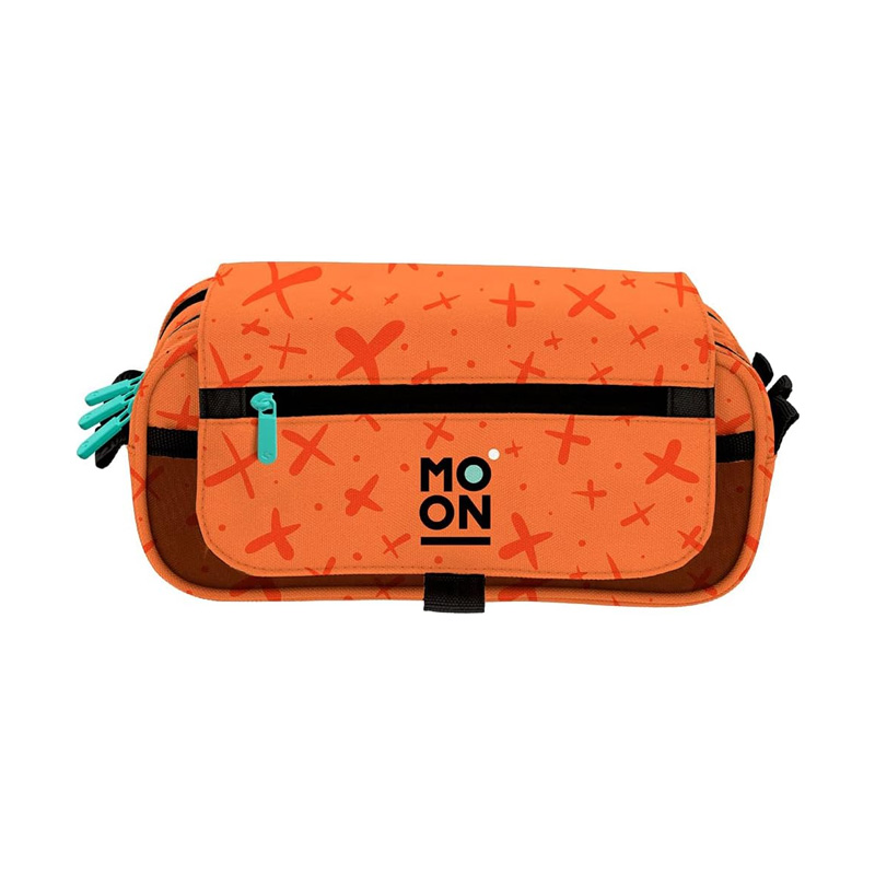 Estuche portatodo triple c/solapa - Moon naranja