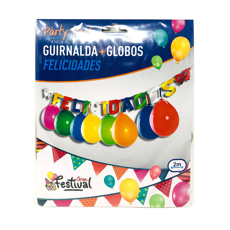 Guirnalda de fiesta c/globos Felicidades
