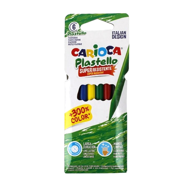 Set de 6 lápices cera Carioca Plastello