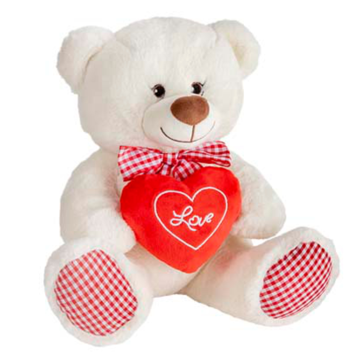 Peluche Oso c/corazón Love 30cm San Valentin - blanco