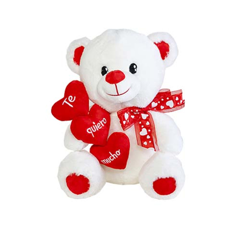 Distribuidor mayorista de Peluche Oso 30cm c/corazones Te quiero mucho - blanco