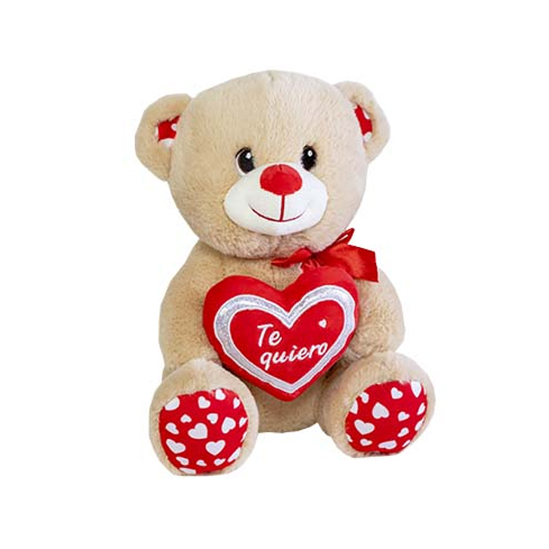 Peluche Oso 30cm c/corazón Te quiero San Valentin - marrón