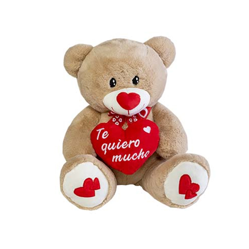 Peluche Oso 30cm c/corazón Te quiero mucho San Valentin - marrón