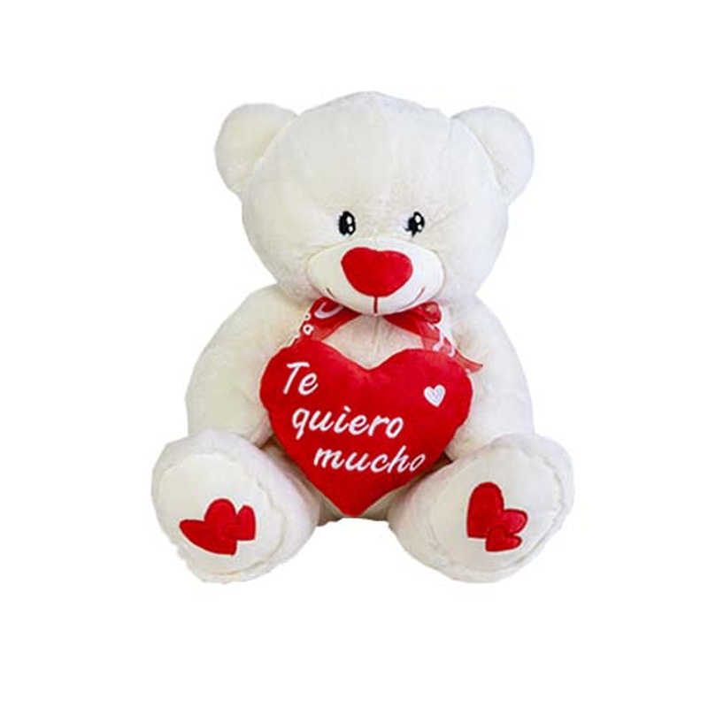 Peluche Oso 30cm c/corazón Te quiero mucho San Valentin - blanco