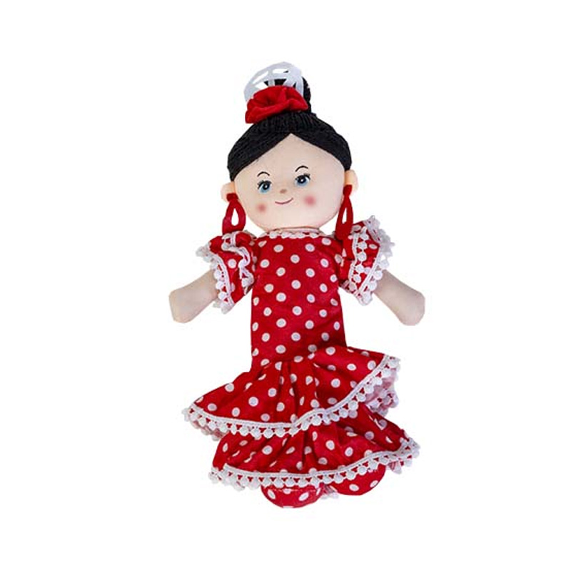 Peluche muñeca vestido lunares 40cm