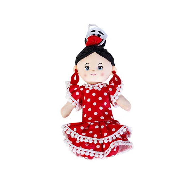 Peluche muñeca vestido lunares 30cm