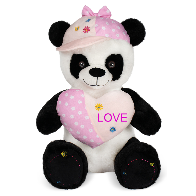 Peluche Oso panda c/corazón gorra San Valentin 45cm