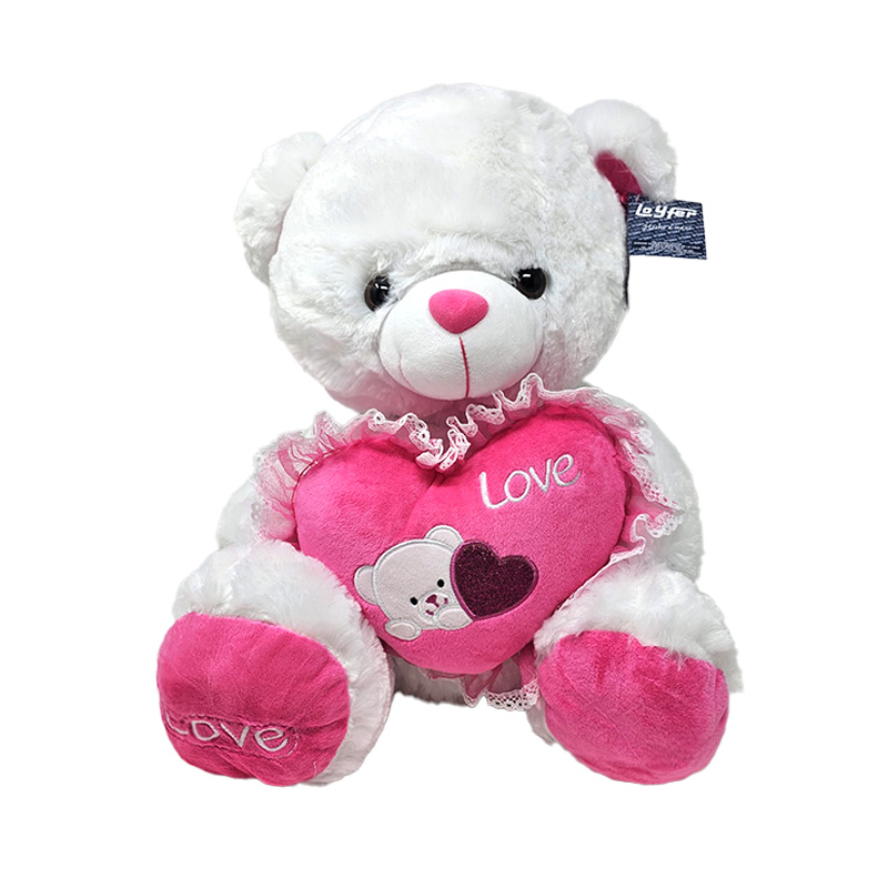 Distribuidor mayorista de Peluche Oso c/corazón Love 45cm - blanco