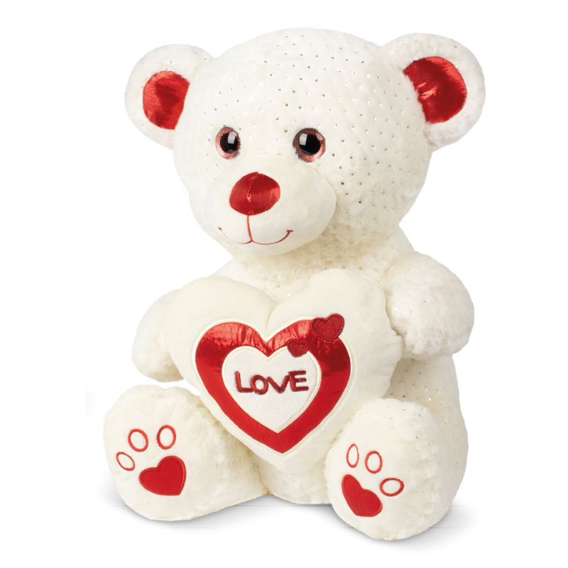 Peluche Oso puntitos ojos brillantes Love c/corazón San Valentin 45cm