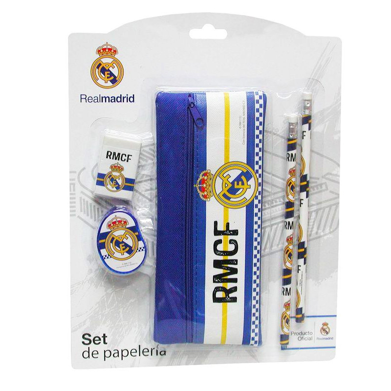Distribuidor mayorista de Set de papelería estuche de tela + 4 piezas Real Madrid