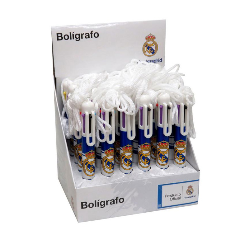 Expositor bolígrafos 6 colores c/cuerda Real Madrid