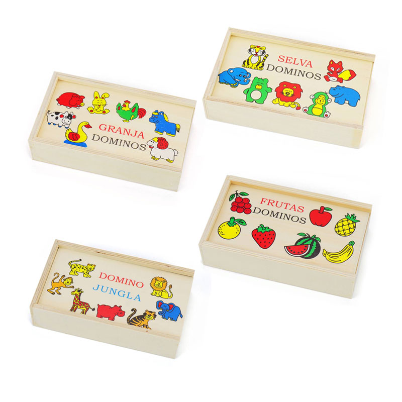 Distribuidor mayorista de Dominós infantiles madera Frutas Jungla Granja Selva