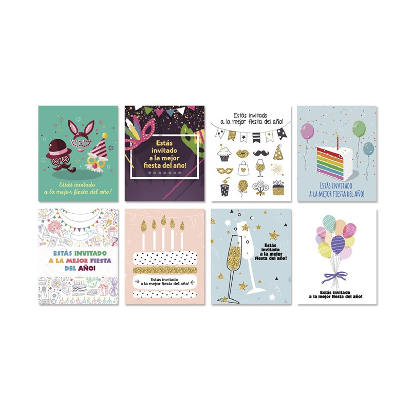 Tarjetas c/sobre invitación fiesta 18cm