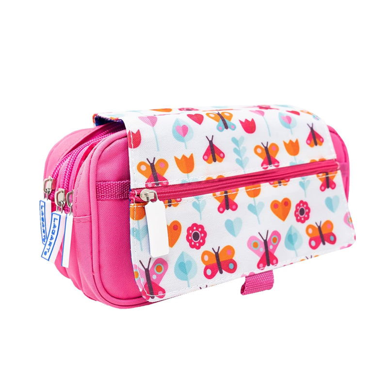 Estuche portatodo triple c/solapa - Mariposas