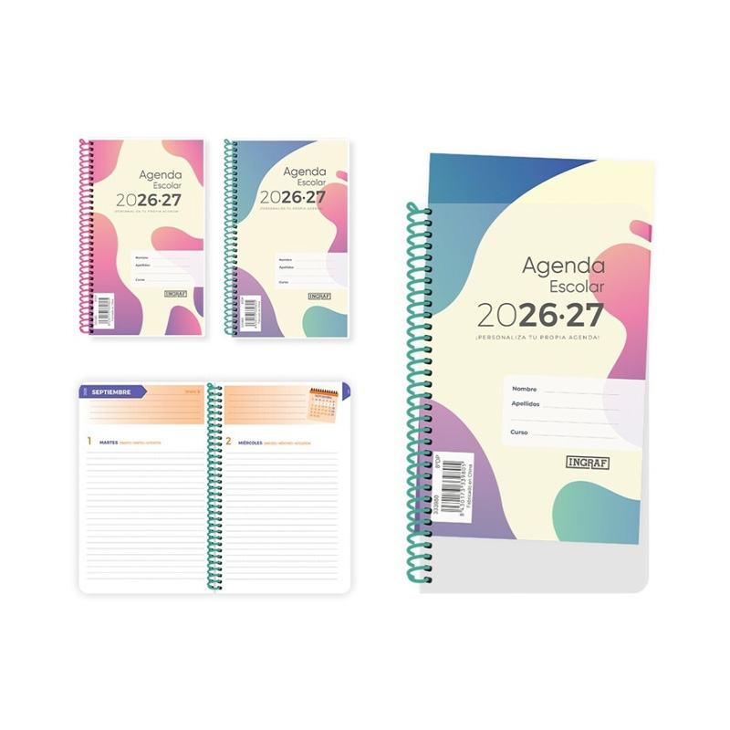 Agenda escolar A6 personalizable Día Página 2026/2027