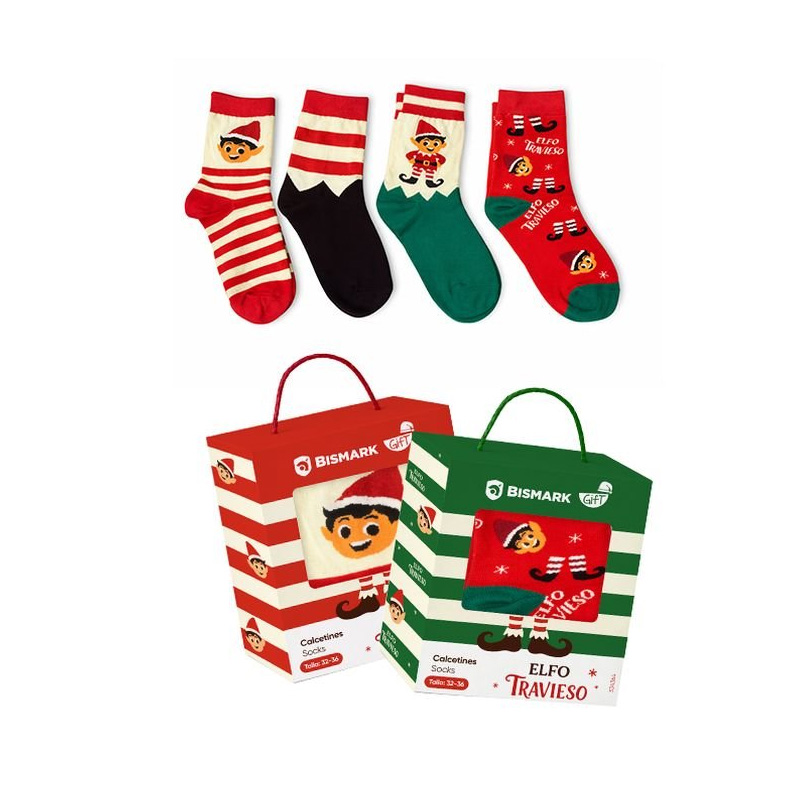 Calcetines Elfo Travieso Navidad talla 32-36