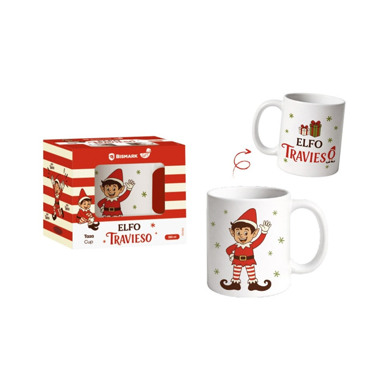 Taza cerámica 350ml Elfo Travieso Navidad