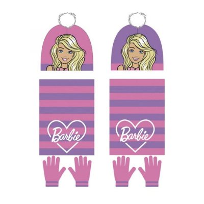 Set gorro guantes y bufanda Barbie 2 colores