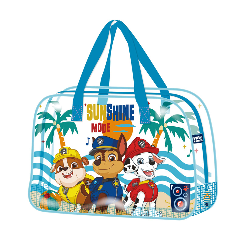 Bolsa grande de playa transparente Paw Patrol 50cm