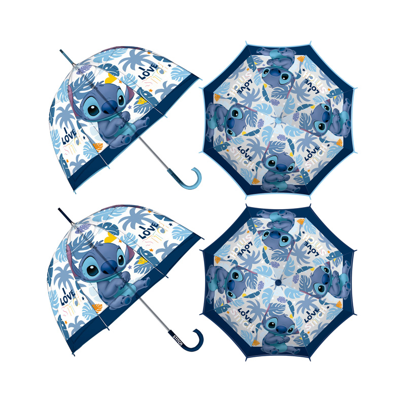Paraguas cúpula manual Stitch Love 70cm
