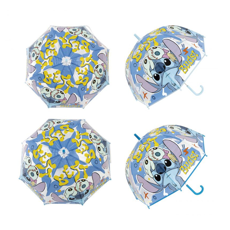Paraguas manual burbuja transparente Stitch Disney 69cm