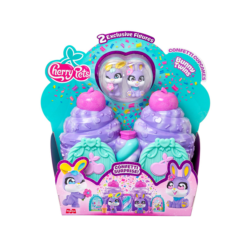 Playset Confetti Cupcakes Cherry Pets - Bunny Twins