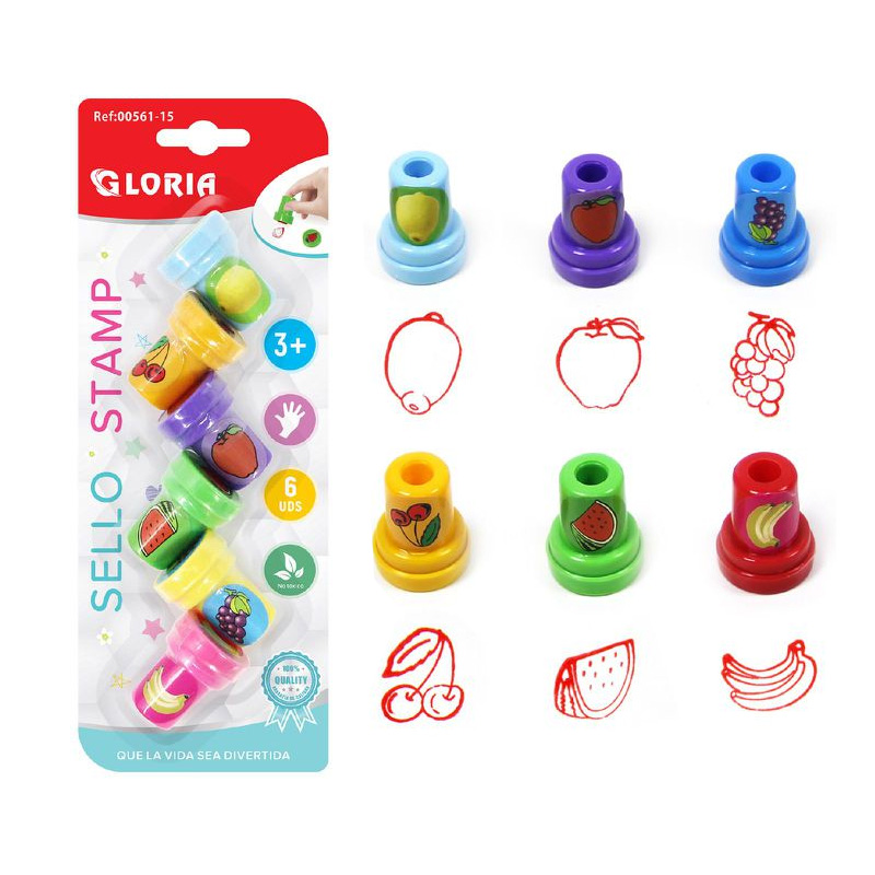 Set de 6 sellos infantiles Frutas
