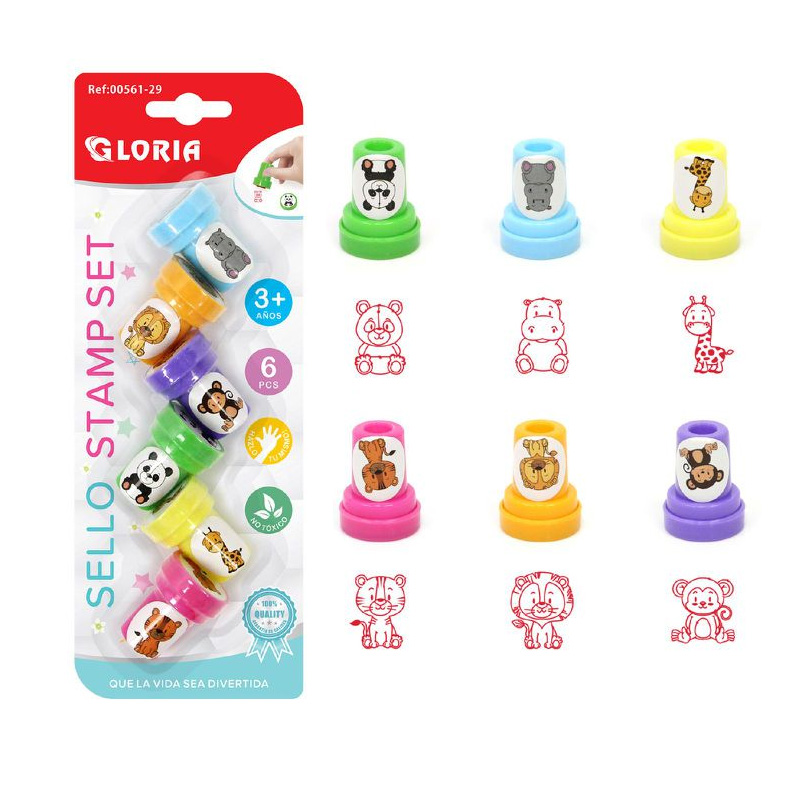Set de 6 sellos infantiles Animales - modelo 2