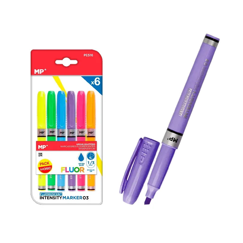 Set de 6 rotuladores fluorescentes Fluor