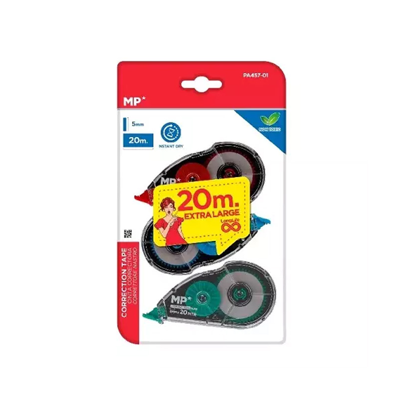 Set de 3 cintas correctoras 5mm x 20 metros