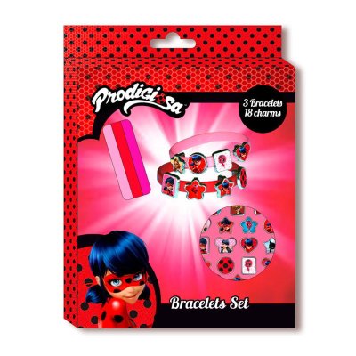 Set 3 brazaletes con 18 accesorios Ladybug 批发