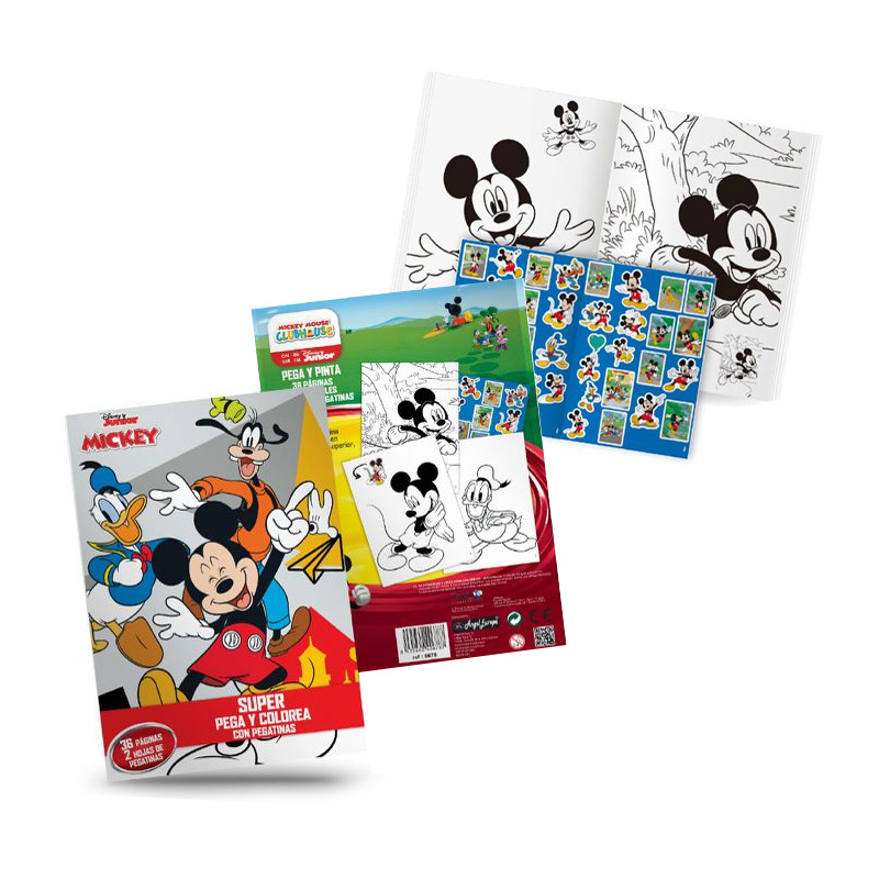 Libros pega y colorea c/pegatinas Mickey Disney Junior