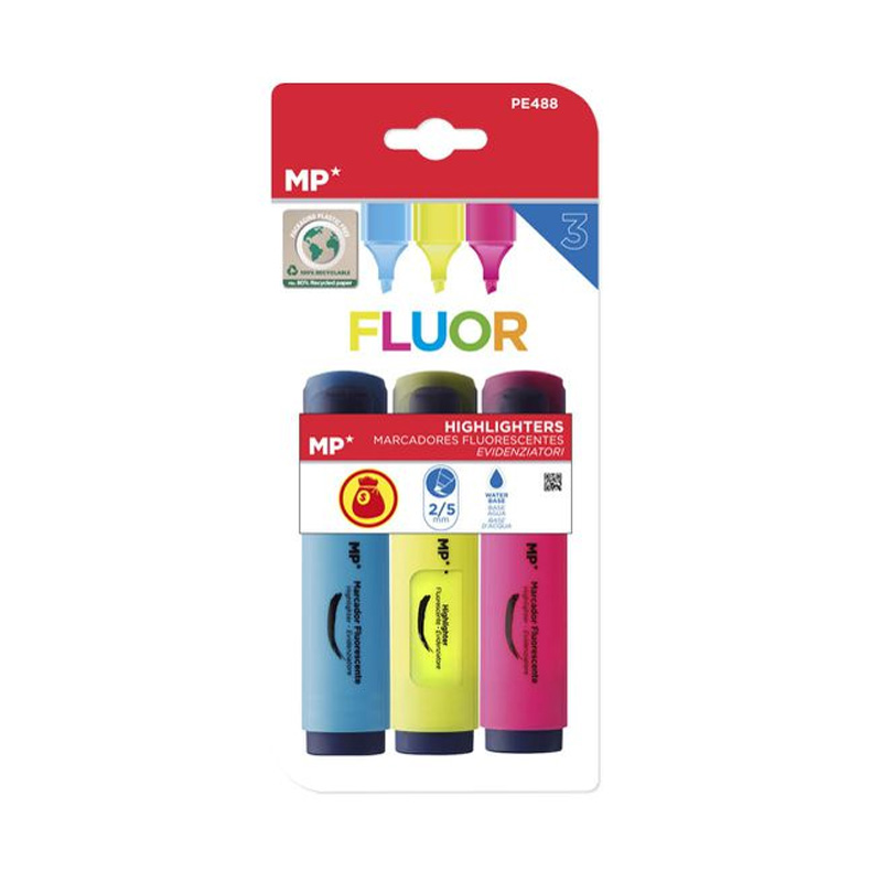 Set 3 marcadores fluorescentes Fluor