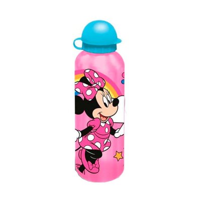 Botella aluminio Minnie Mouse Arcoíris 500ml - rosa