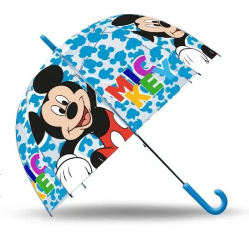 Paraguas transparente varillas fibra de vidrio manual Mickey 46cm
