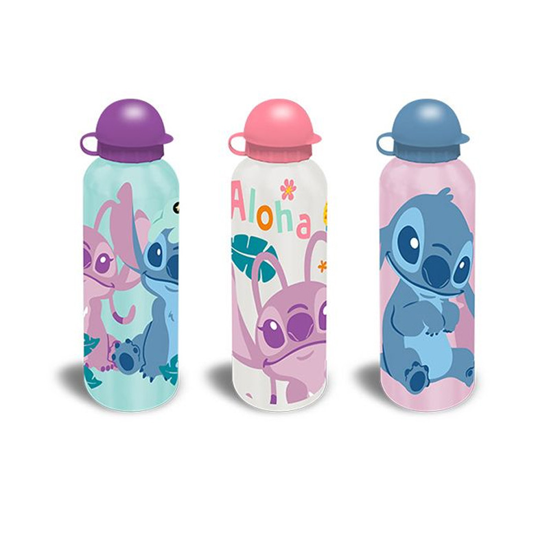Botella aluminio 500ml Stitch & Angel Disney