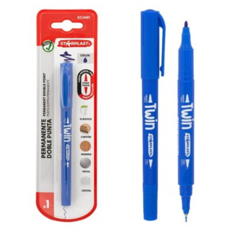 Distribuidor mayorista de Rotulador permanente doble punta - azul