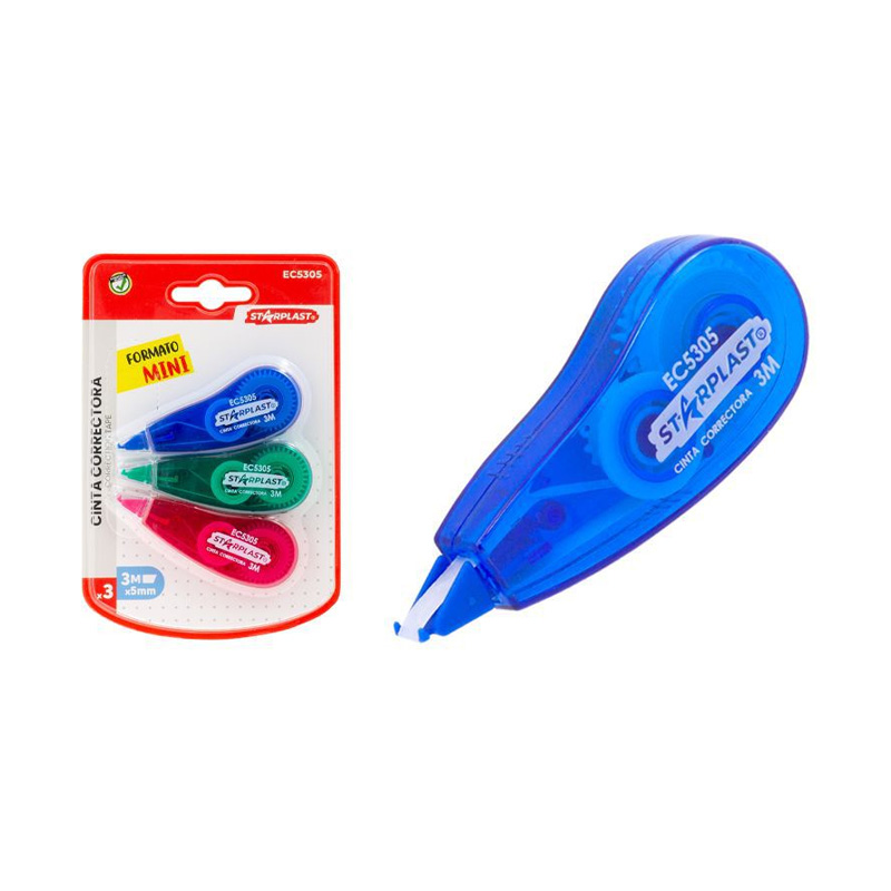 Set de 3 mini cintas correctoras 5mm x 3 metros