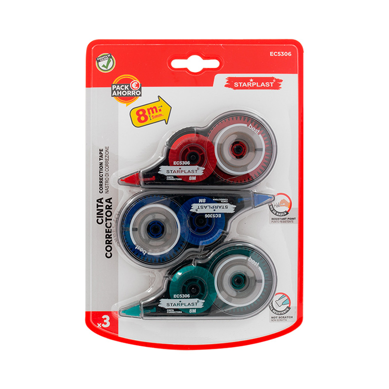 Set de 3 cintas correctoras 5mm x 8 metros