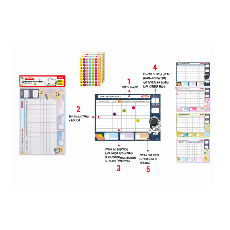 Set de 4 tablas de recompensa c/pegatinas - modelo 2