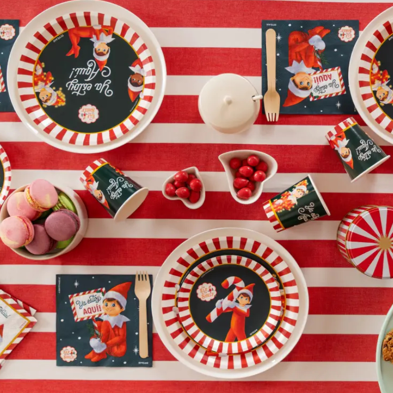 Distribuidor mayorista de 6 platos desechables 23cm Elf on the Shelf Elfo Navidad