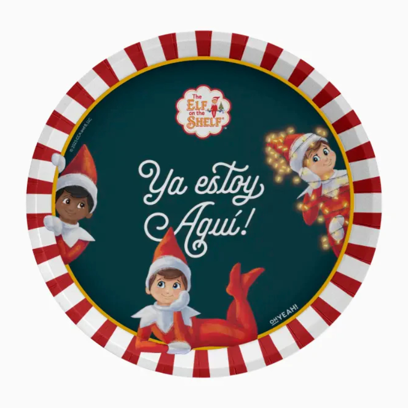 6 platos desechables 23cm Elf on the Shelf Elfo Navidad