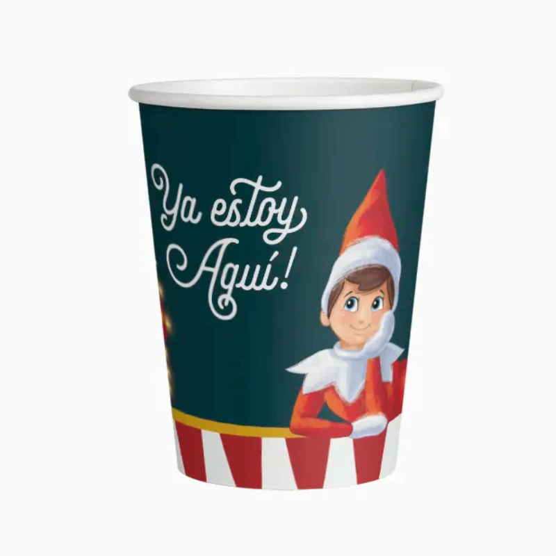 6 vasos desechables 270cc Elf on the Shelf Elfo Navidad