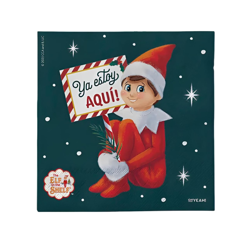 Paquete 30 servilletas 33x33cm The Elf on The Shelf Elfo Navidad