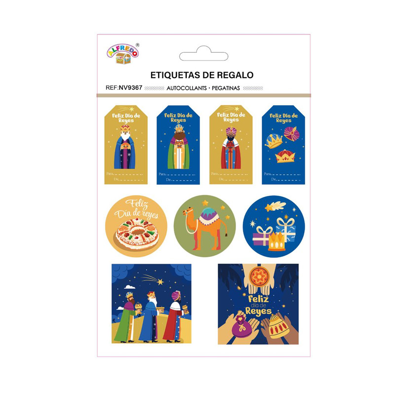 Etiquetas adhesivas brillantes para regalo Reyes Magos Navidad NV9367