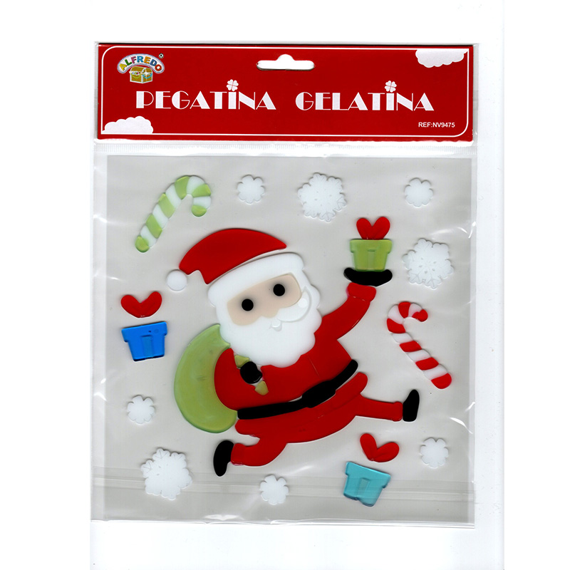 Decoración pegatinas gelatina Papa Noel Navidad NV9475