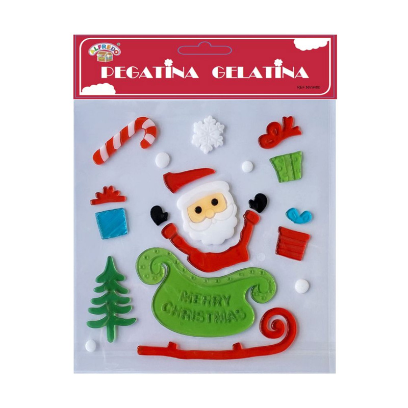 Decoración pegatinas gelatina Papa Noel Navidad NV9480