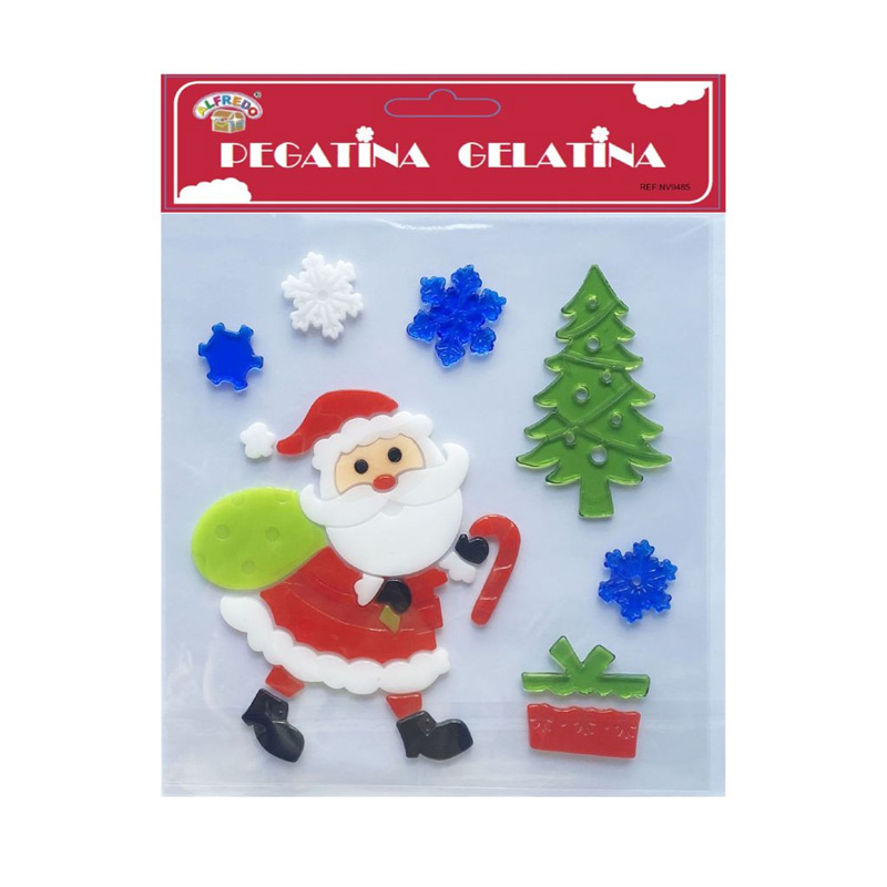 Decoración pegatinas gelatina Papa Noel Navidad NV9485